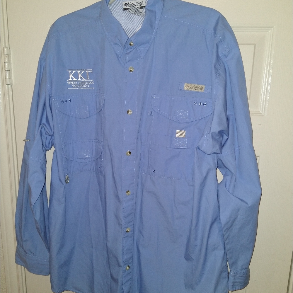 Columbia PFG TCU Texas Christian University NCAA Fishing Shirt Men's sz Medium.